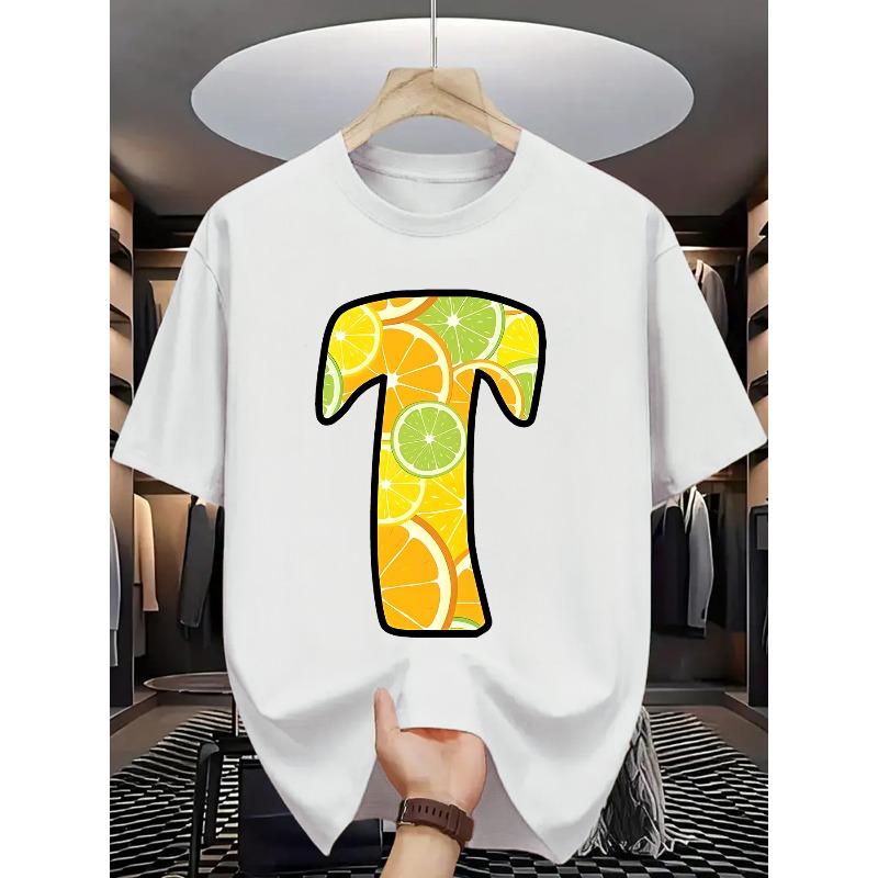 Europäische Größen Sommer Herren Mode Kurzarm T-Shirt mit Buchstabenmuster Druck