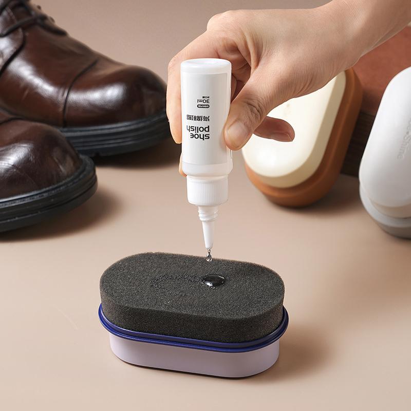 Portable Double-Sided Sponge Shoe Brush - Leather-Safe Shoe Care Brush, Stain Removal & Deep Nourishment