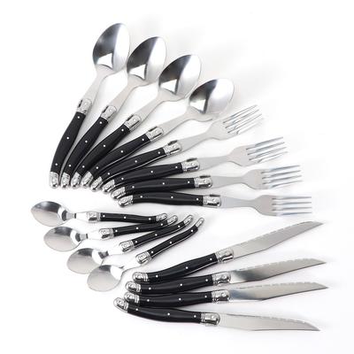 16Pcs Stainless Steak Cutlery Set Sharp Blade Flatware Black Handle Tableware Set Kitchen Dinnerware For Restaurant