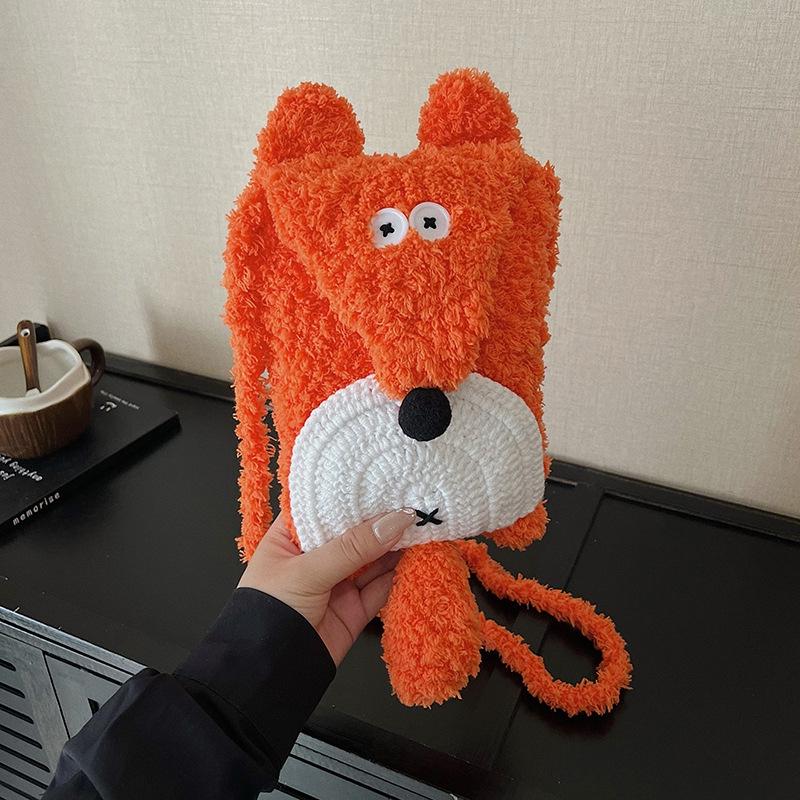 

2025 Autumn/Winter Cute Plush Coin Purse: Mini Cartoon Furry Crossbody Bag for Girls оранжевый