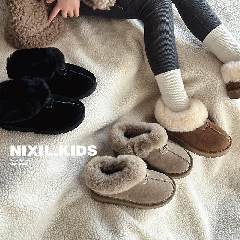 Kids Winter Snow Boots Girls Boys Warm Faux Suede Ankle With Real Wool Lining Soft Sole Toddler To Teen