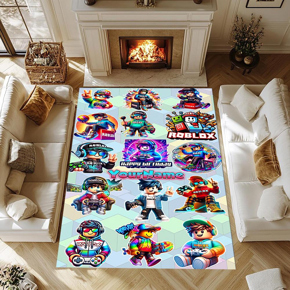 Roblox 450 Customize Your Name Floor Rug Office Rug Suitable for Decorate room Entryway Balcony Kitchen Anti-slip Rug Anime Office Decor