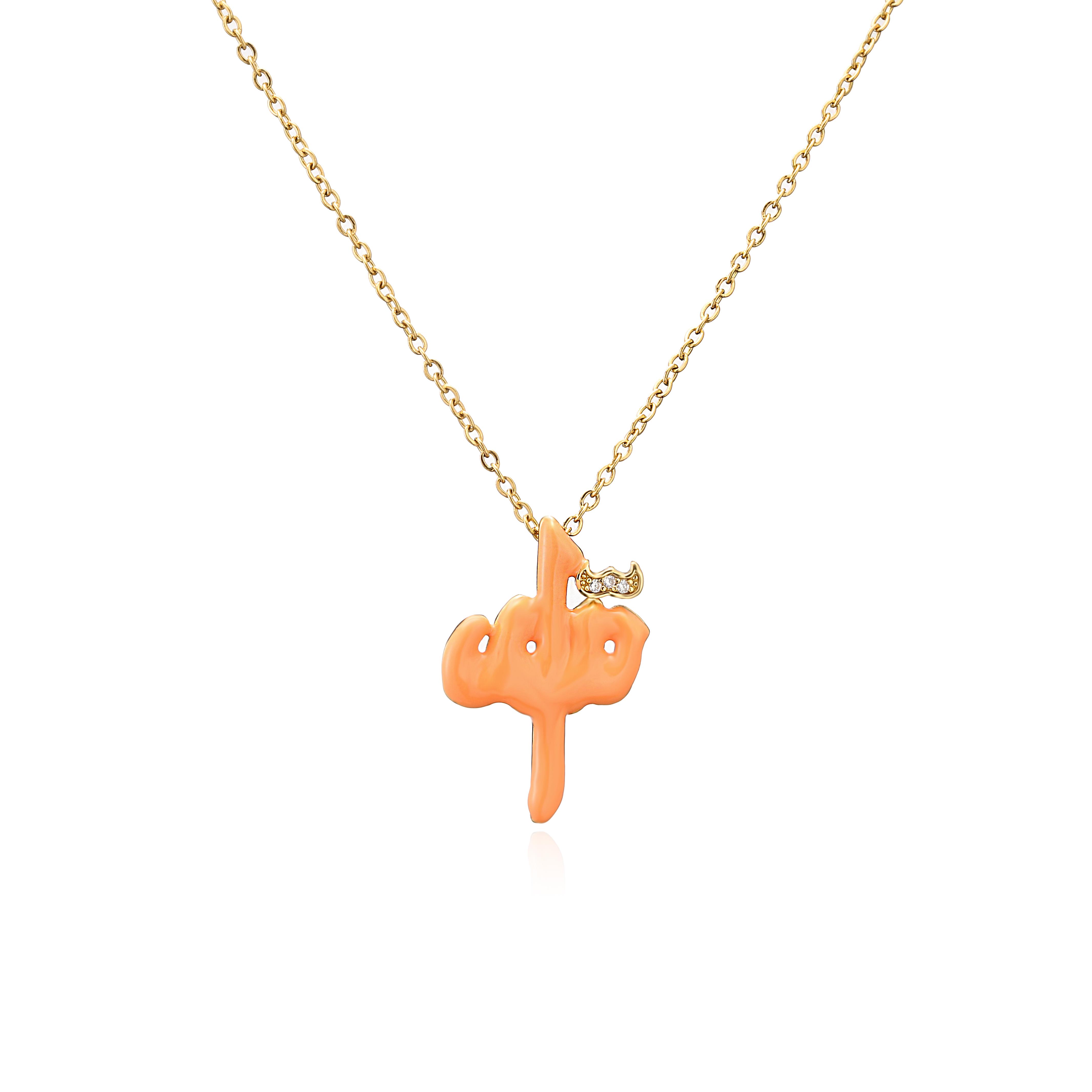 

HECHENG,Dropping Oil Neon islamic Necklace,Enamel Colorful Love Trendy Zircon,Arabic Letter Accessories For Women 45cm оранжевый