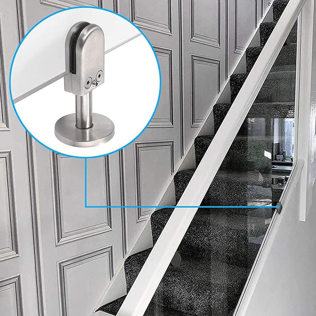 Pachet de 2 Cleme de Sticlă din Oțel Inoxidabil Argintiu Periat pentru Stâlpi de Montaj Panou Gard Piscină 8 10mm Suporturi pentru Sticlă