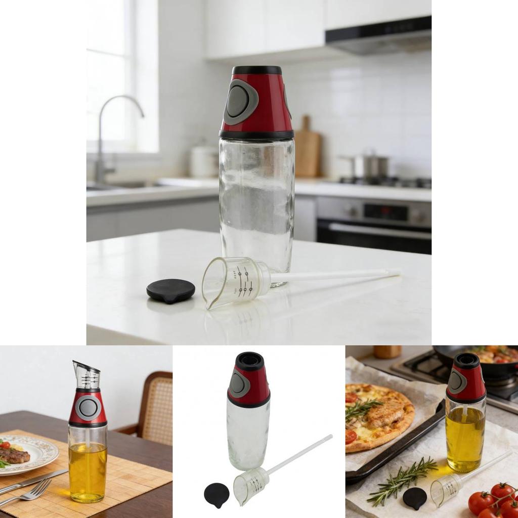 Oil Dispenser Bottle With Controlled Press And Measurement For Kitchen Use