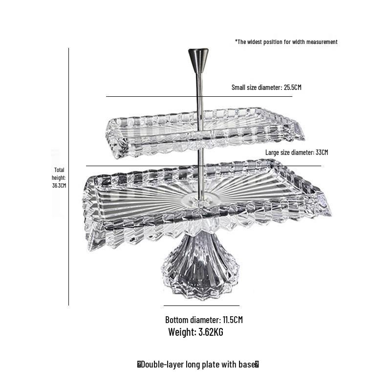 Elegant European Double-Layer Crystal Glass Dessert Stand