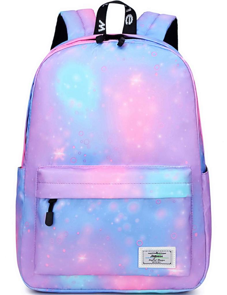 Mygreen Backpack for Elementary School Starry Sky Pattern Girls, Lightweight, Water-Repellent, (Purple)