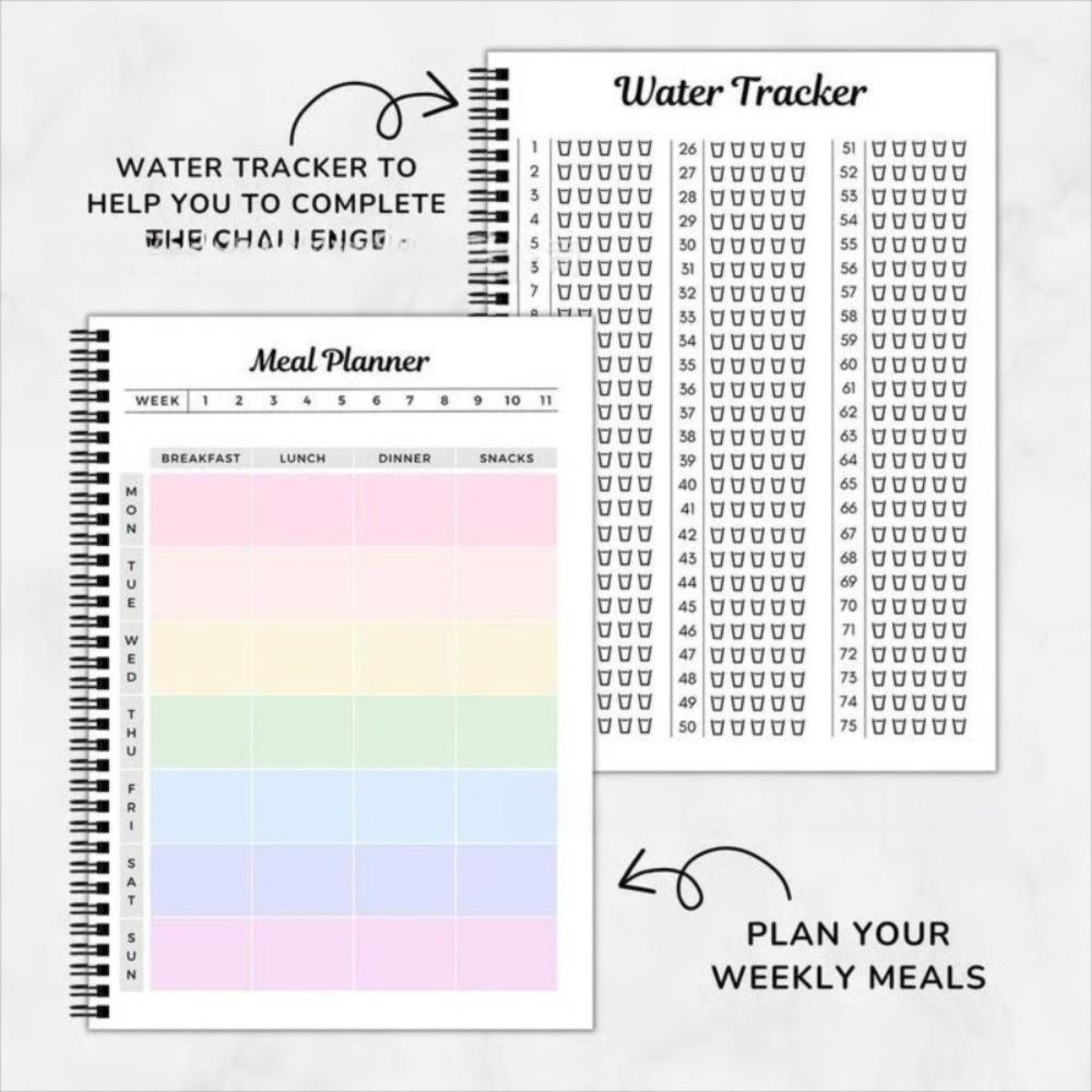75 Blätter Challenge Planer Notizbuch Hardcover Mehrere Funktionale Weicher Challenge Planer Editierbares Spiralplaner Notizbuch