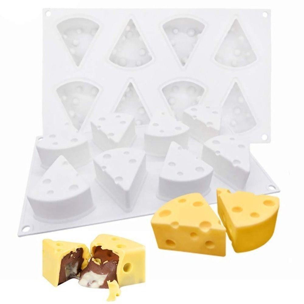 Heat Resistant Cheese Shape Silicone Mold 8 Cavity French Pastry Mold Creative Baking Mold Pudding