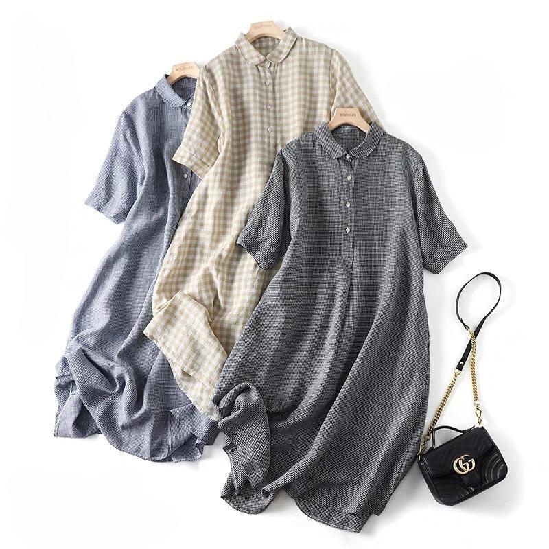Plaid Dress Retro Everything Casual Big Hem Loose Women's Long Skirt