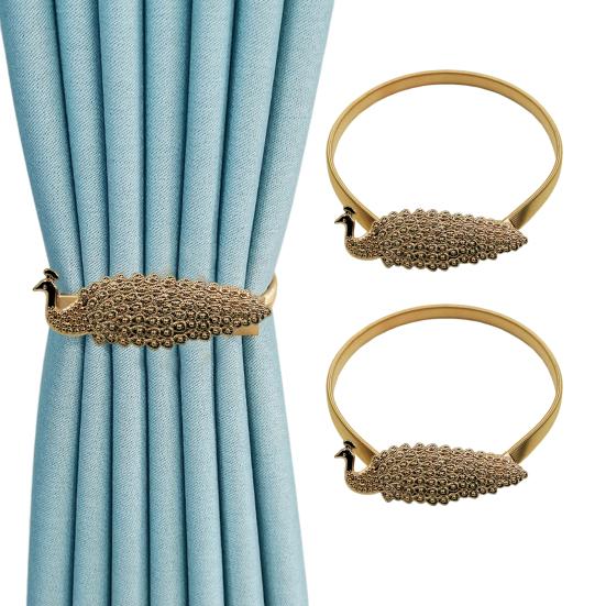 1 Pereche Prindere Perdea cu Arc Metal Sculptat Elan Păun Frunză Pană Decorativ Draperie Suport Perdea de Fereastră Accesorii Perdea