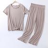 Japanese Summer Ladies Cotton Modal Short-sleeved Nine-point Pants Suit Home Service Suit Women's Large Size Home