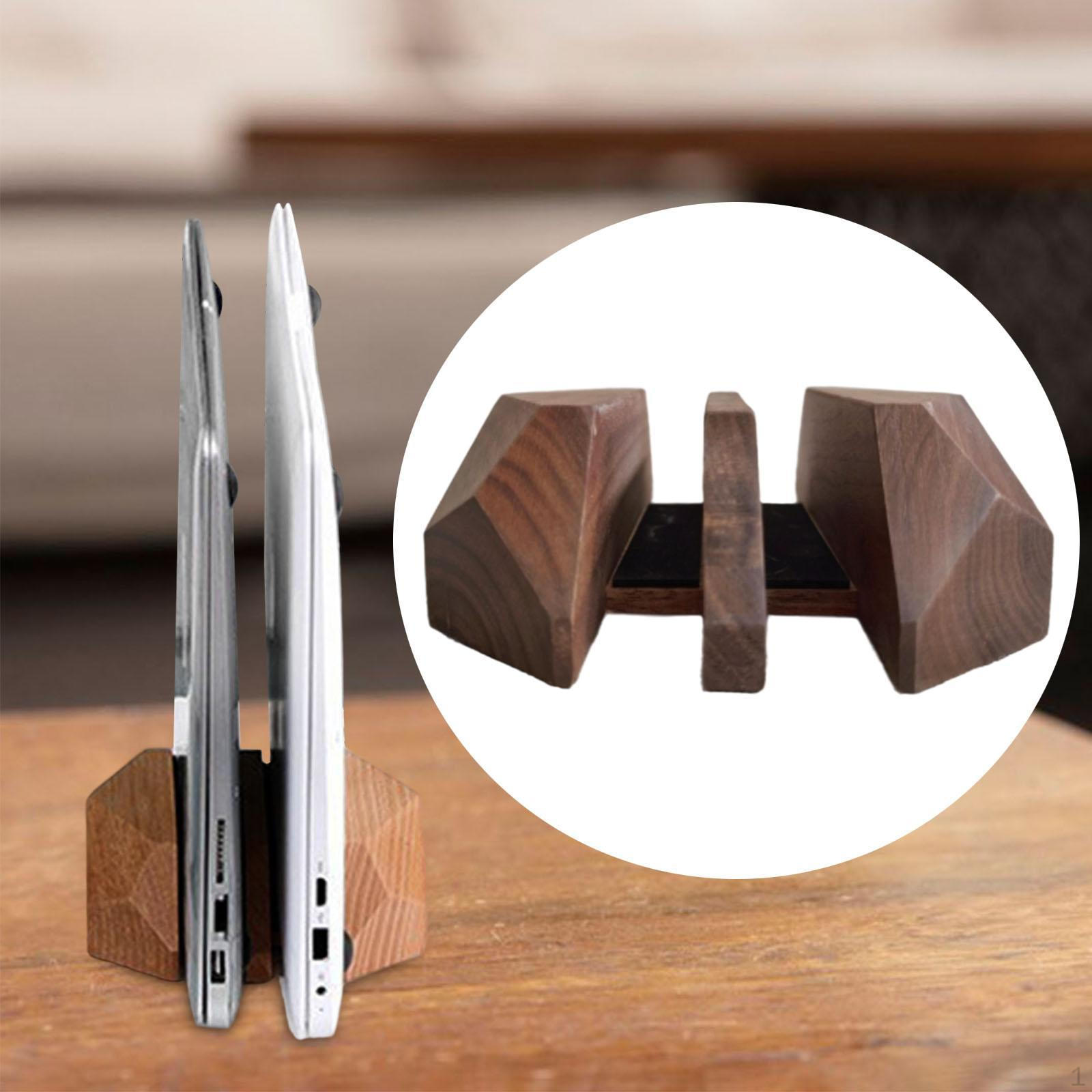 

Vertical Laptop Stand,Desktop Stand,Padded,Wooden,Upright Space Saving for Stable 2 Slot Multi Use