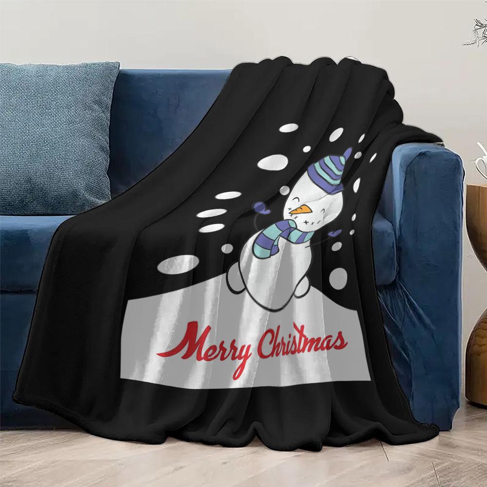 Tuniu Cute Snowman Plush Throw Blanket for Sofa Bed Bedroom Home Decor Gift Warm Soft Fleece Cover