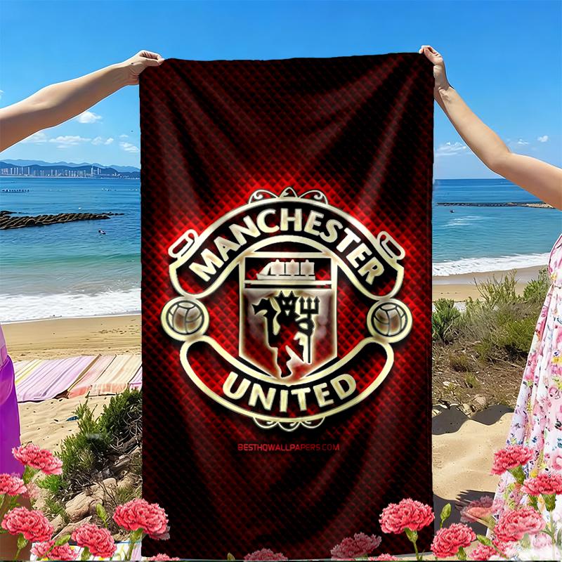 Manchester Football Print Beach Towel, Versatile Lightweight Absorbent Beach Towel for Pool Surf Yoga Bathroom, Perfect Birthday Holiday Gift