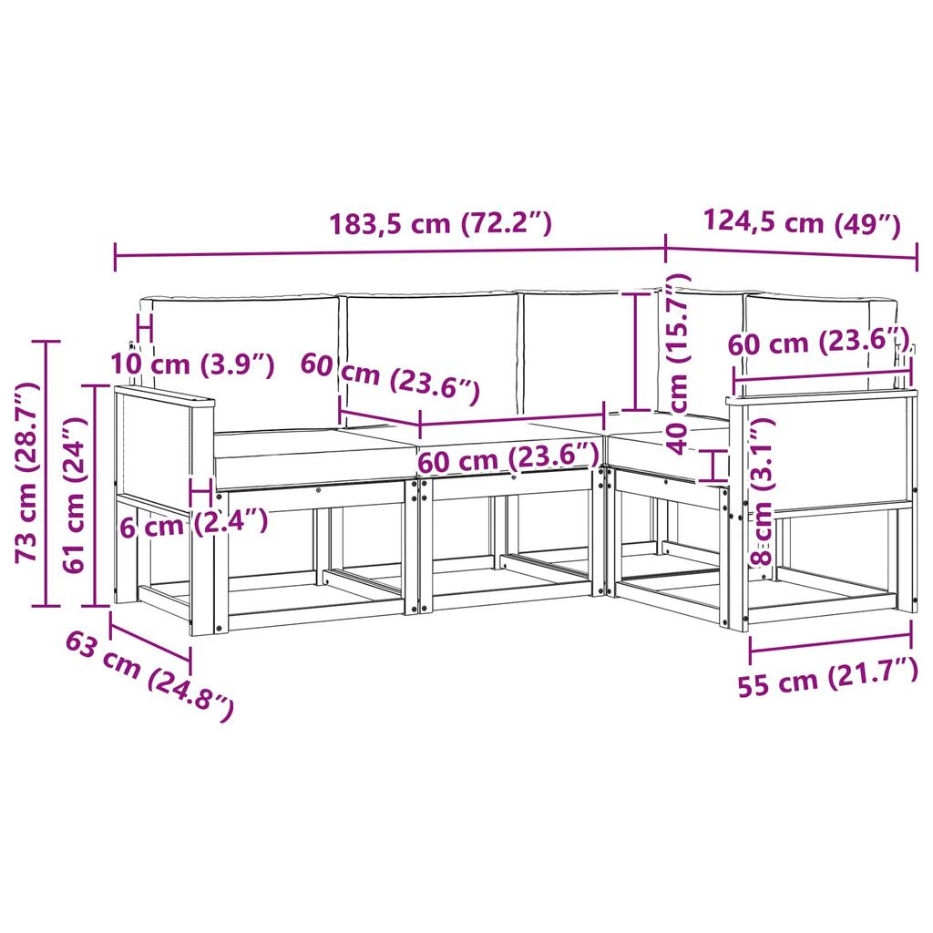 Outdoor Sofa Set 4 Pcs Natural and Cream Polyester