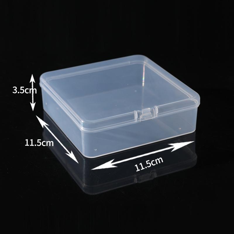 Boîte de rangement carrée en plastique transparent avec couvercle pour petites pièces, perles et bijoux.