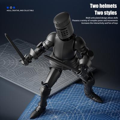 Figura de Ação Cavaleiro com Armadura e Acessórios Articulações Móveis Impressa em 3D Medieval