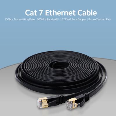 Cat 7 Ethernet Cable 32AWG Oxygen Free Copper 10Gbps High Speed 600Mhz Bandwidth Flat Internet Network LAN Patch Cord,