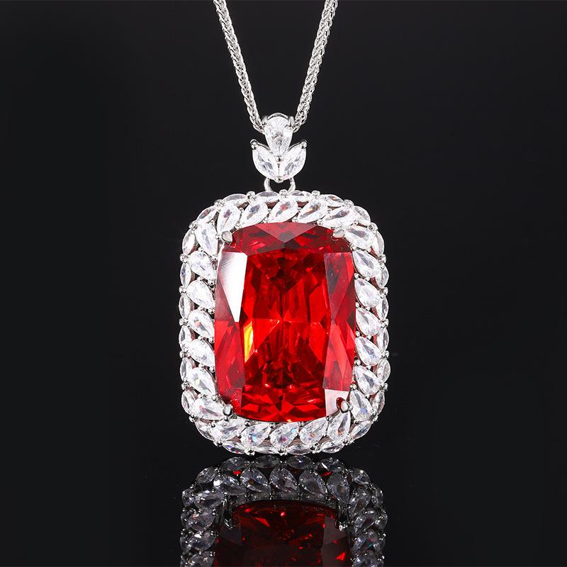 Jewelry Copper Bottom Gold-Plated Imitation Color Treasure Temperament Pendant Necklace Main Stone 20 * 28