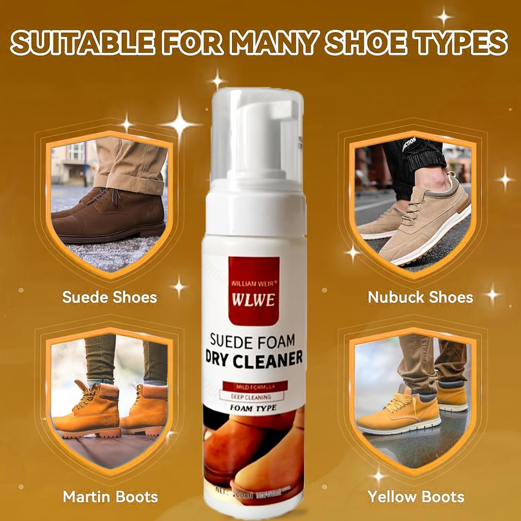 Suede and Cowhide Shoe Care Kit Foam Cleaner,Residue-Free Formula for Snow Boots,Knit Shoes,Canvas Sneakers,Sports Shoe Cleaner