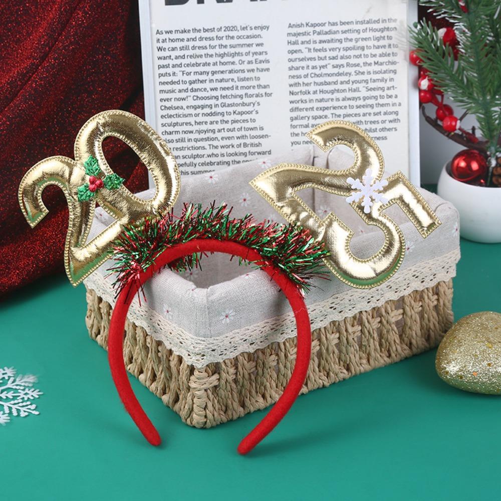 

Letter 2025 Happy New Year Headband Sequin New Year Headdress Christmas Headpiece Party Decoration золотистый