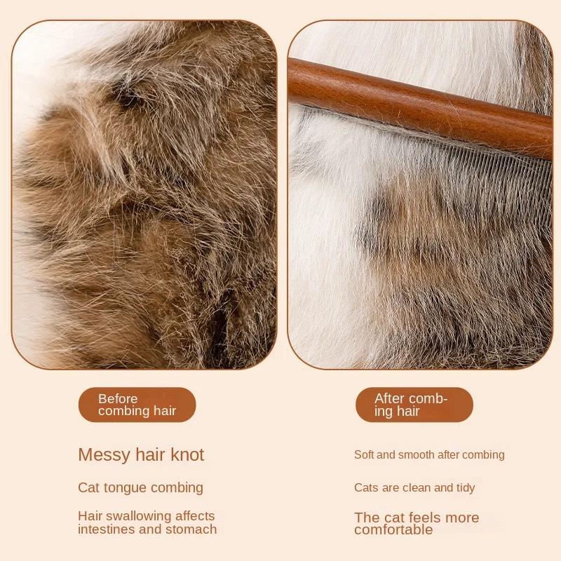 Pet Cats Comb Cats Accessories Stainless Steel Pet Hair Remover Wooden Handle Grooming Solid Dog Brush Cleaning Tools Supplies