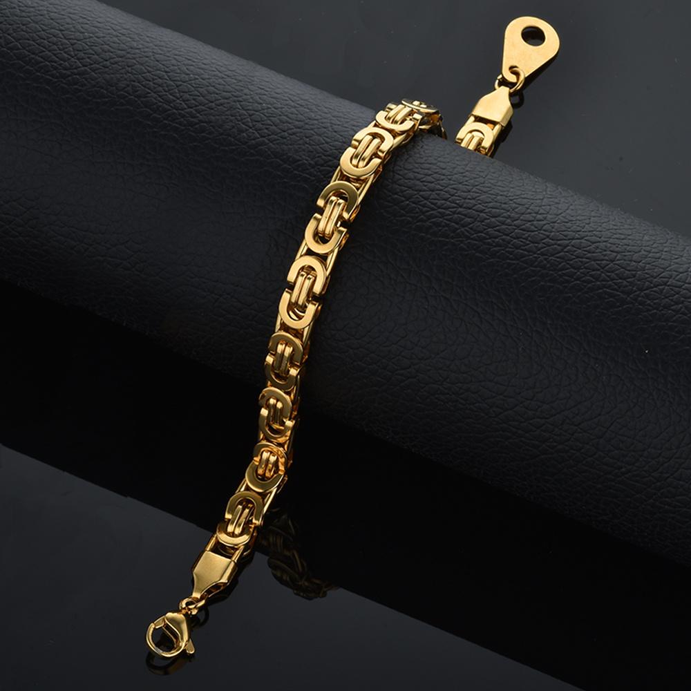 Newest 316L Stainless Steel Bracelet Men Women  6mm Gold Silver Color Male Hand Chain Link Bracelet Hip Hop Jewelry