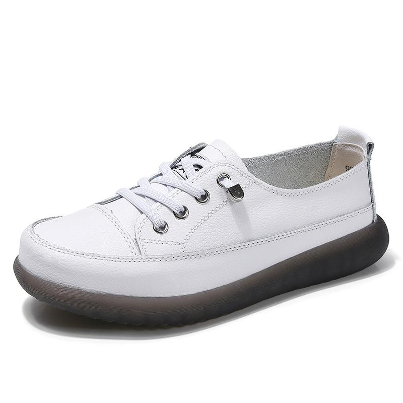 Fashion Women Genuine Leather Flats Roman Style Women Shoes White Loafers For Women Nurse Casual Flat Shoes Zapatos Mujer Sneakers Women