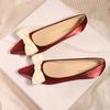 Fashion Elegant Ladies Bowknot Silk Wedding Shoes Woman Suede Leather Ballet Flats Pointy Slip On Loafers Women Bow Moccasins Big Size43