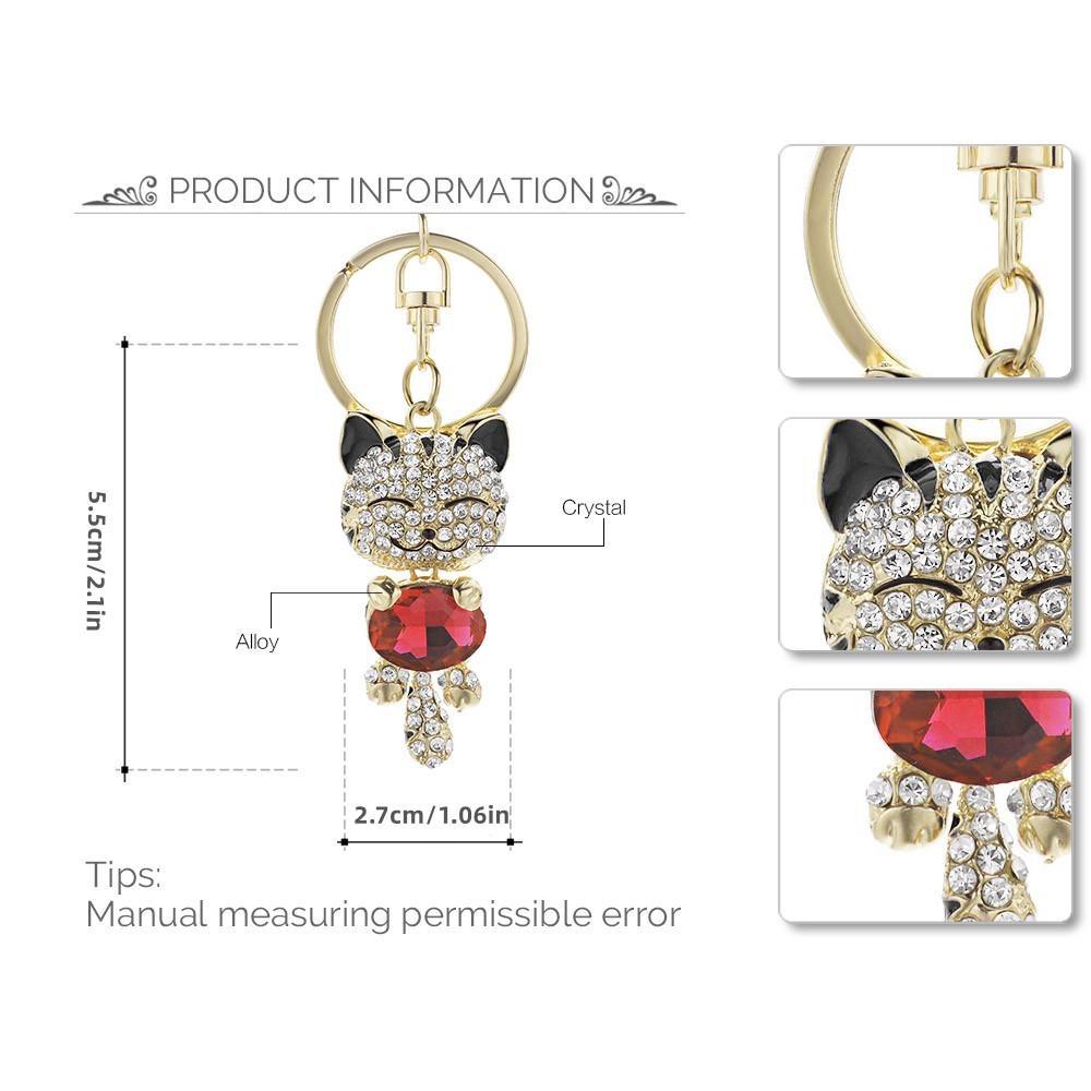 Lovely Cat Crystal Rhinestone Keyrings Key Chains Rings Holder Purse Bag for Car Keychains Cute Keychain