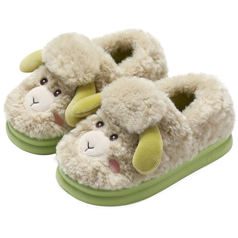 Cotton slippers winter bag with couple home non-slip household cute sheep warm cotton shoes winter