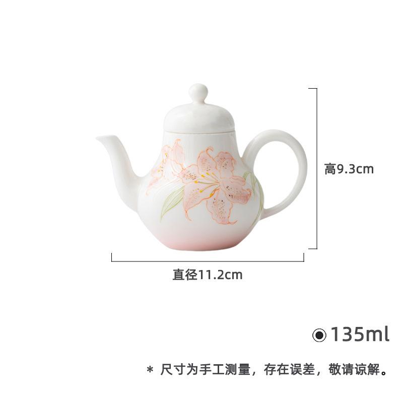

135 мл Ручная роспись Нефритовая грязь Порошок Чайник Лилия Древний Заварочный чайник Бытовой Чайник для приготовления чая Чайник с ситечком Чайный сервиз Подарок Ремесло