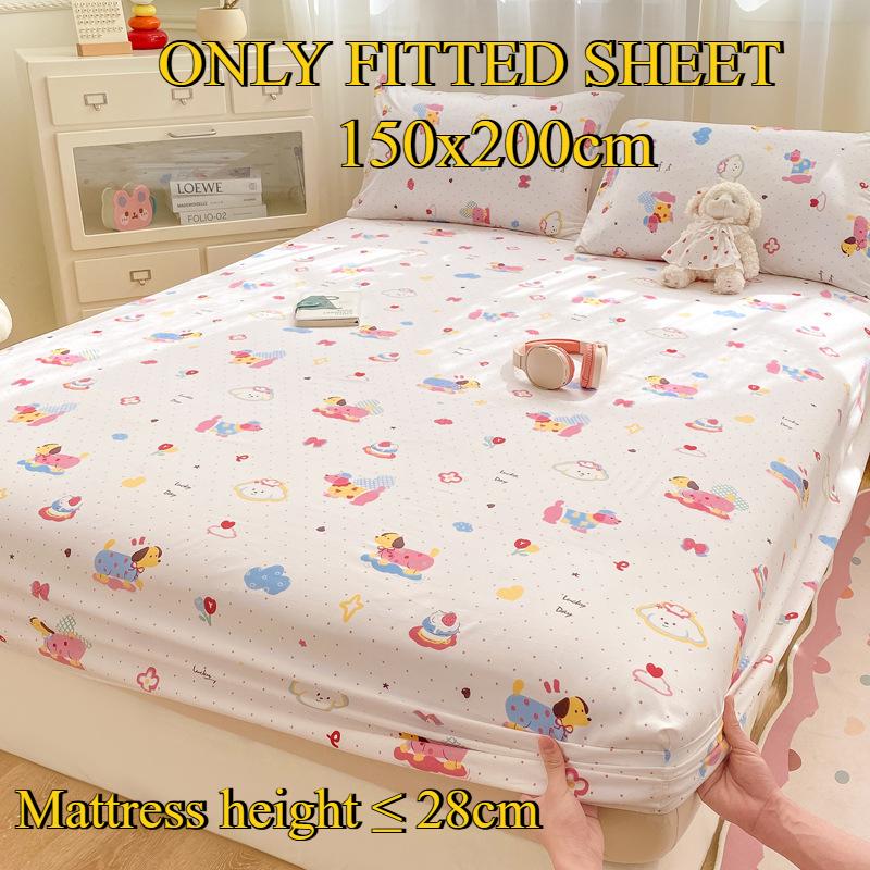Fitted Sheet Pure Cotton Non-fading Non-balling Single-piece Bed Sheet Non-slip Multi-specification Bedding Bedspread Protector