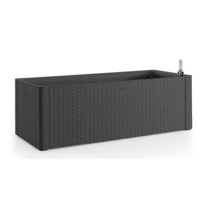 STEFANPLAST Rectangular Flower Box/Planter NATURAL DELUX - 100x43xH33cm - 90 + 6.5L In the Reservoir - Anthracite