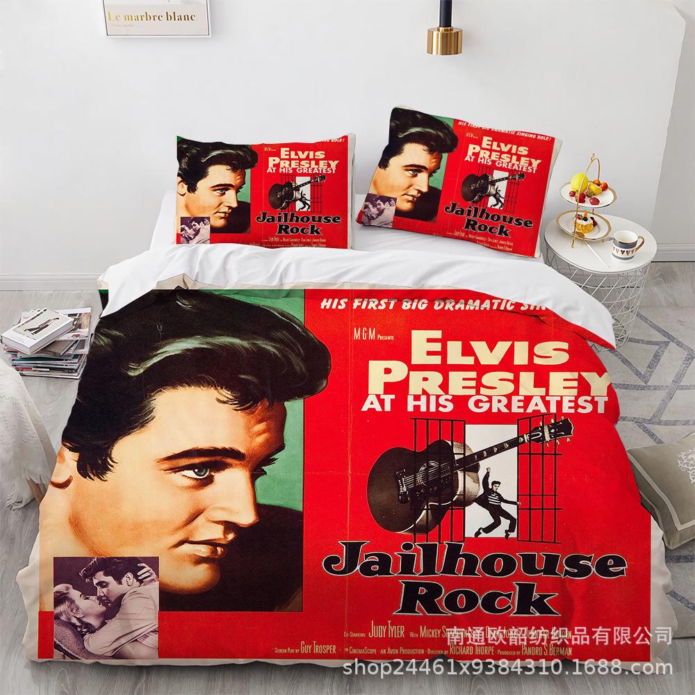 Größe 3D Digitaldruck Elvis Presley Heimtextil Quilt-Set Dreiteilig