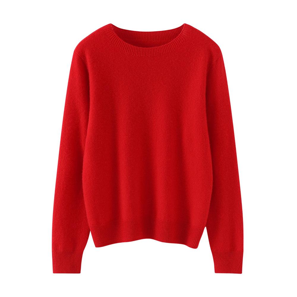 Women's 100% Pure Cashmere Round Neck Sweater - Warm, Soft, Loose Knit Pullover Base Layer