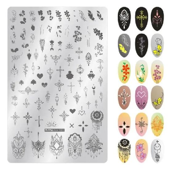 9.5X14.5cm Big Size Nail Stamping Plates Flower/Geometric Designs Nail Art Template For DIY Nail Decor 5.6cm round Stamper Plate