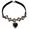 Black Heart Pendant Short Necklace Youthful Fashion Necklace Wide Leather Rope Necklace Suitable for Punk Outfits