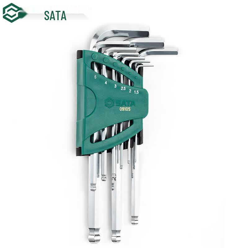 SATA 09105 9-Piece Extended Ball End Hex Key Set Steel
