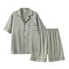 Men's ice silk pajamas short-sleeved shorts summer thin simple cardigan high-end simulation silk loungewear set