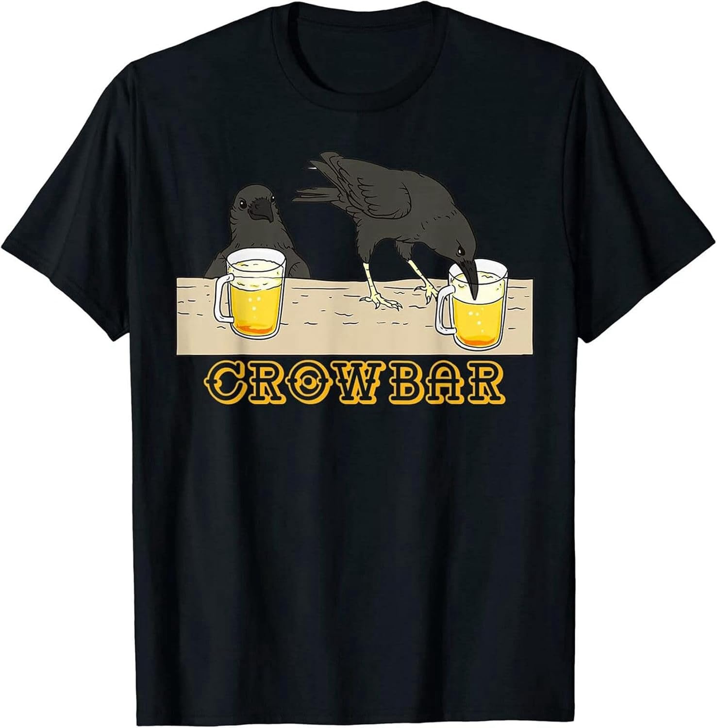 Crow Bar Beer Drinking Funny Gift Mens T-Shirt M чёрный