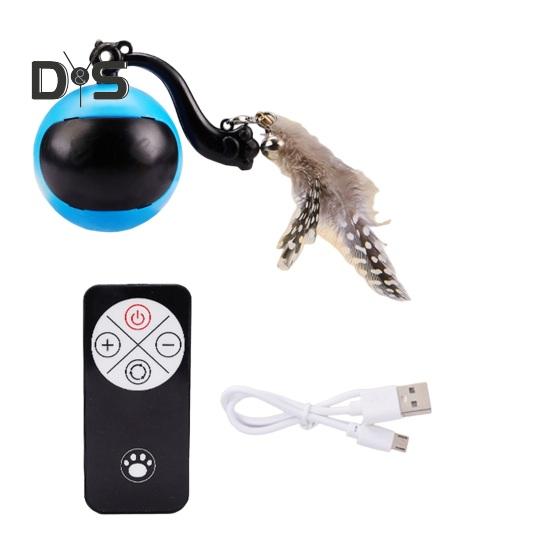 Interactive Cat Ball Toy with Remote Control Automatic Moving Rolling Cat Feather Toy USB Rechargeable Motion Sensor Cat Toy
