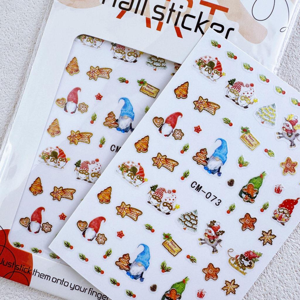 Gold Snowflake Santa Claus Christmas Nail Stickers
