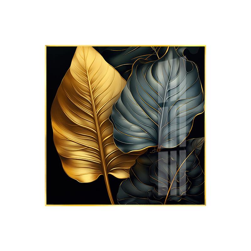 Wohnzimmer Sofahintergrund vergoldete Pflanzenbeleuchtung luxuriöses Dekorationsgemälde modern minimalistisches Esszimmer quadratisches rahmenloses Gemälde cor