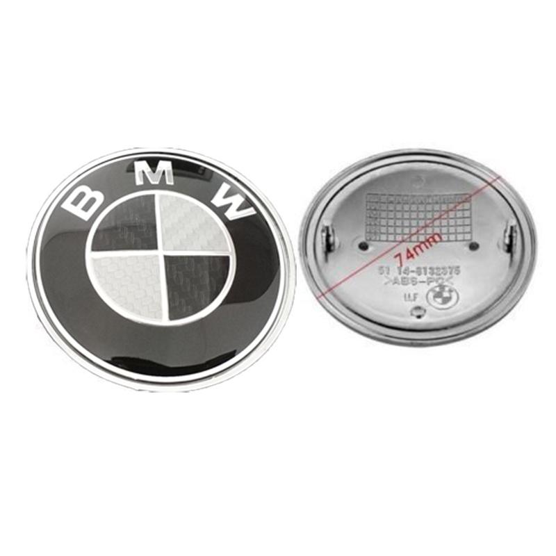 Logo BMW für echtes Kohlefaser Schwarz Silber 74mm Hauben-Kofferraum-Plakette Emblem