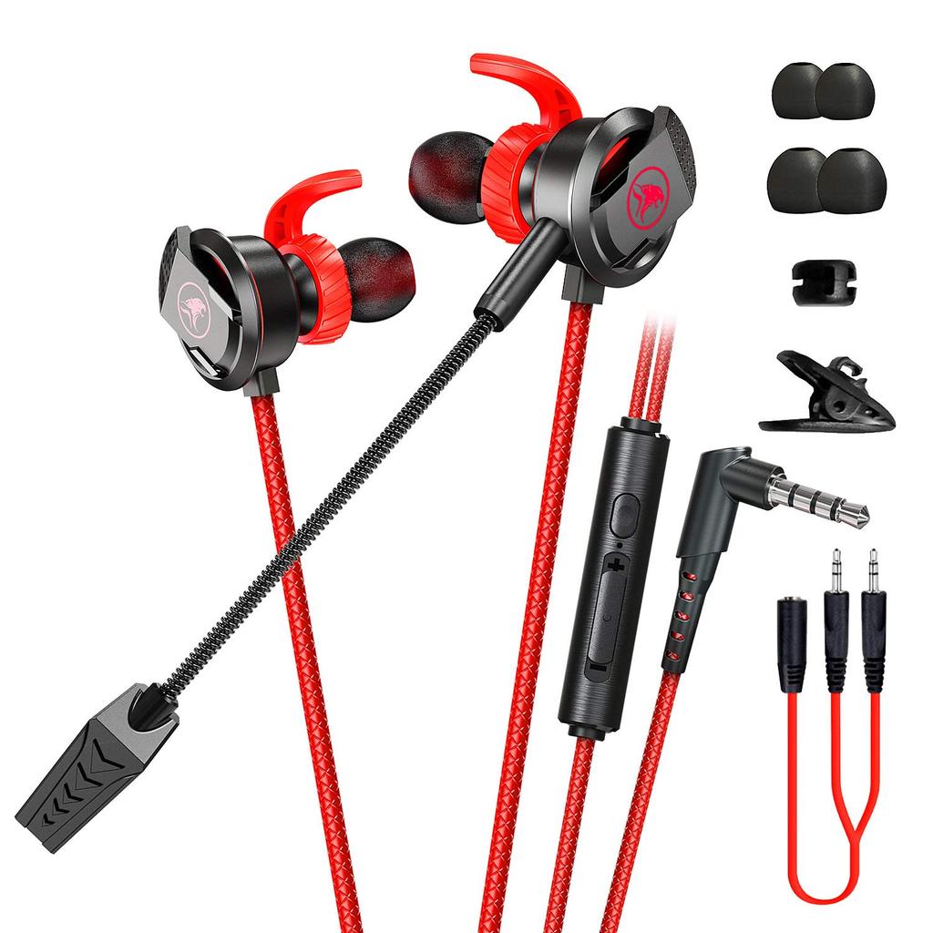Hobbyant RX3 3.5mm Wired Gaming Earphones with Microphone, Earphone Headphones, Noise Reduction Headset - Color: Red