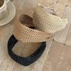 Elegantes Strohgeflecht-Stirnband Boho-Stil Breite Kante Haarreif Rattan-Geflecht Haarband für Damen