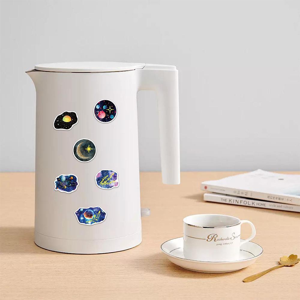 10/50pcs Beautiful Moon Planet Stickers Moonlight Starry Sky Galaxy Graffiti Stickers for DIY Luggage Laptop Skateboard Motorcycle Bicycle Sticker