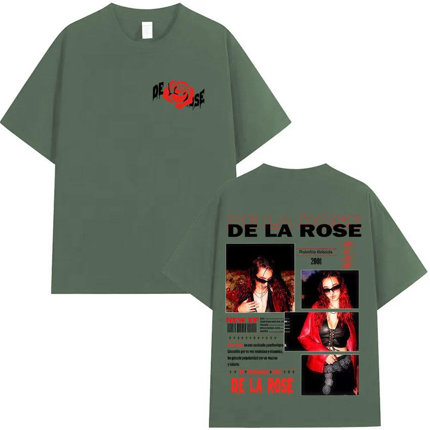 De La Rose Album Trendy Double Sided Print Tshirt Mens High Quality Oversized Tee Shirt Harajuku Casual Cozy T Shirt Streetwear